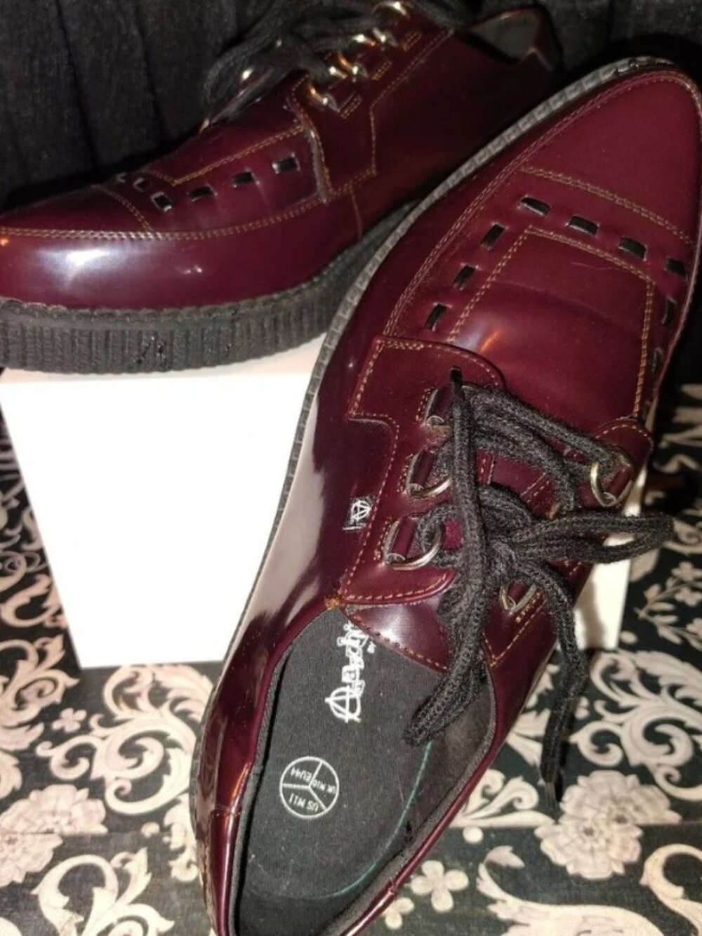 T.U.K Burgundy Anarchic Creepers Size 11 Psychobilly